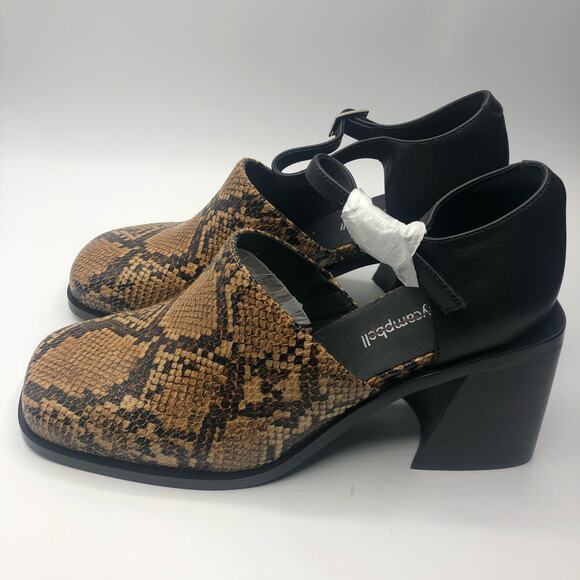 Jeffrey Campbell Audrey Mary Jane Heels In Tan Snake Combo Size US 7 - Picture 2 of 10